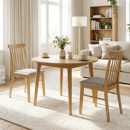 Dining Chairs Set of 4 Fabric Upholstered Kitchen Armless Chairs with Rubber Wood Frame-Natural - Natural - Dining