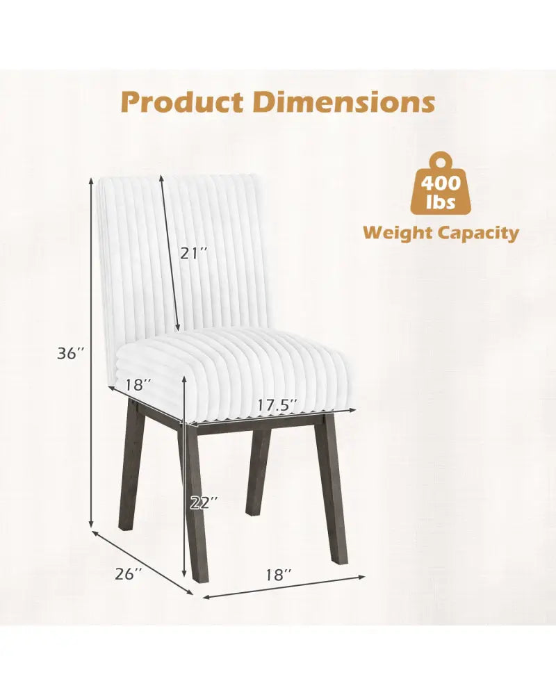Dining Chairs Set of 4 Fabric Upholstered Kitchen Chairs with Padded Seat and Rubber Wood Legs-White + Gray - Black &