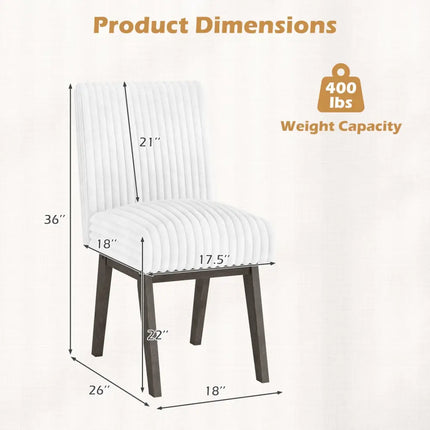 Dining Chairs Set of 4 Fabric Upholstered Kitchen Chairs with Padded Seat and Rubber Wood Legs-White + Gray - Black &