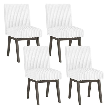 Dining Chairs Set of 4 Fabric Upholstered Kitchen Chairs with Padded Seat and Rubber Wood Legs-White + Gray - Black &