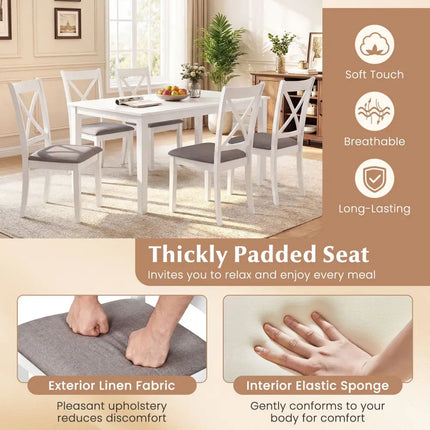Dining Chairs Set of 4 Rubber Wood Dining Room Chairs with Comfortable Backrest and Padded Seat-White - White - Dining