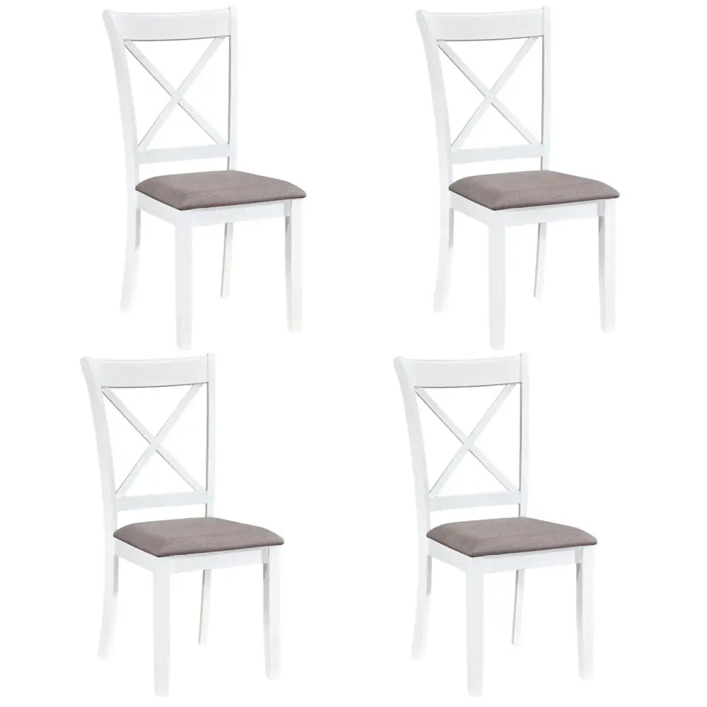 Dining Chairs Set of 4 Rubber Wood Dining Room Chairs with Comfortable Backrest and Padded Seat-White - White - Dining