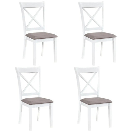 Dining Chairs Set of 4 Rubber Wood Dining Room Chairs with Comfortable Backrest and Padded Seat-White - White - Dining