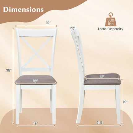 Dining Chairs Set of 4 Rubber Wood Dining Room Chairs with Comfortable Backrest and Padded Seat-White - White - Dining