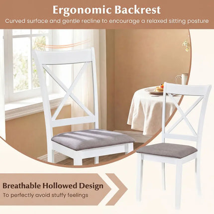 Dining Chairs Set of 4 Rubber Wood Dining Room Chairs with Comfortable Backrest and Padded Seat-White - White - Dining