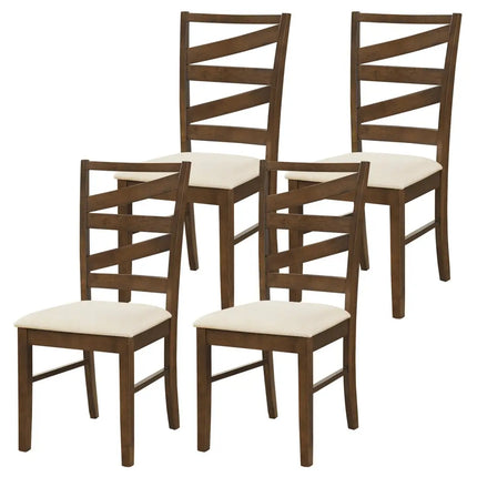 Dining Chairs Set of 4 with Backrests and Rubber Wood Frames-Brown - Brown - Dining Chairs