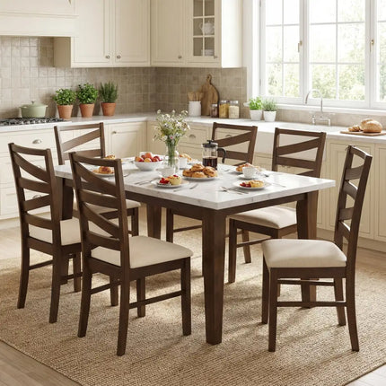 Dining Chairs Set of 4 with Backrests and Rubber Wood Frames-Brown - Brown - Dining Chairs