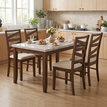 Dining Chairs Set of 4 with Backrests and Rubber Wood Frames-Brown - Brown - Dining Chairs