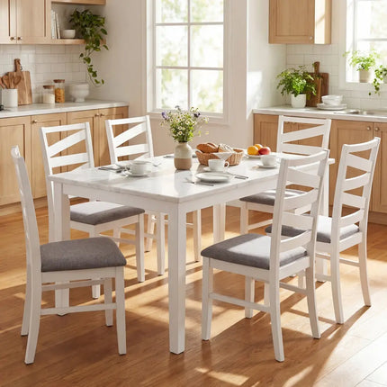 Dining Chairs Set of 4 with Backrests and Rubber Wood Frames-White - White - Dining Chairs