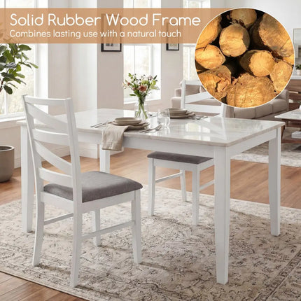 Dining Chairs Set of 4 with Backrests and Rubber Wood Frames-White - White - Dining Chairs