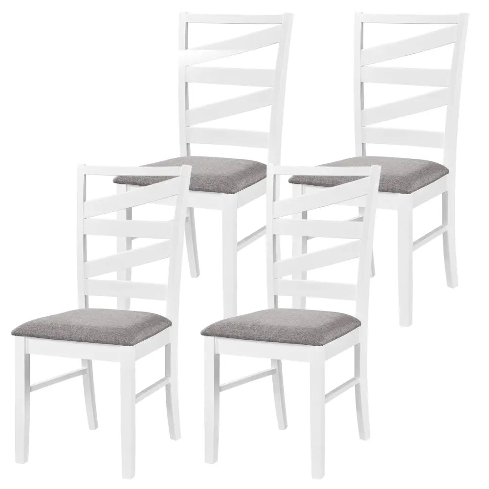 Dining Chairs Set of 4 with Backrests and Rubber Wood Frames-White - White - Dining Chairs