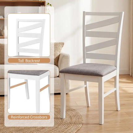 Dining Chairs Set of 4 with Backrests and Rubber Wood Frames-White - White - Dining Chairs