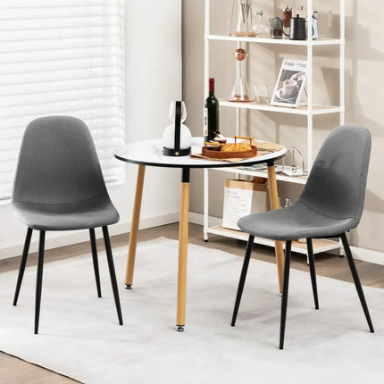 Dining Chairs Set of 4 with Black Metal Legs-Gray - Gray - Dining Chairs
