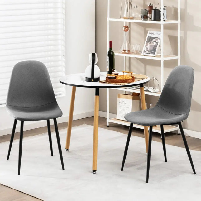 Dining Chairs Set of 4 with Black Metal Legs-Gray - Gray - Dining Chairs