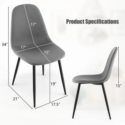 Dining Chairs Set of 4 with Black Metal Legs-Gray - Gray - Dining Chairs