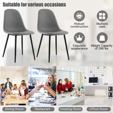 Dining Chairs Set of 4 with Black Metal Legs-Gray - Gray - Dining Chairs