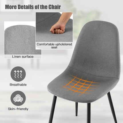 Dining Chairs Set of 4 with Black Metal Legs-Gray - Gray - Dining Chairs