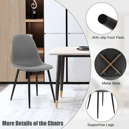 Dining Chairs Set of 4 with Black Metal Legs-Gray - Gray - Dining Chairs