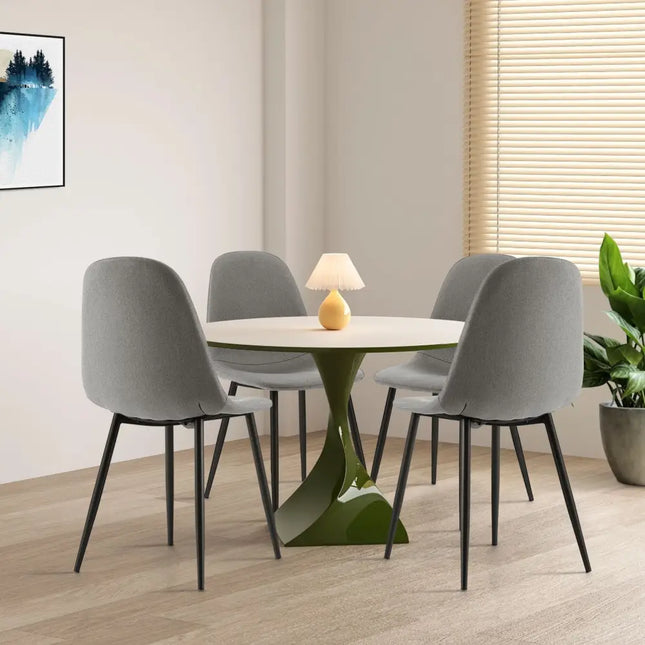 Dining Chairs Set of 4 with Black Metal Legs-Gray - Gray - Dining Chairs