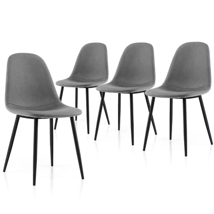Dining Chairs Set of 4 with Black Metal Legs-Gray - Gray - Dining Chairs