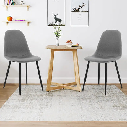 Dining Chairs Set of 4 with Black Metal Legs-Gray - Gray - Dining Chairs