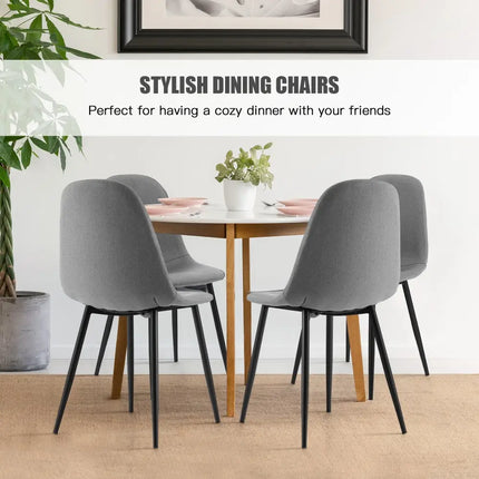 Dining Chairs Set of 4 with Black Metal Legs-Gray - Gray - Dining Chairs