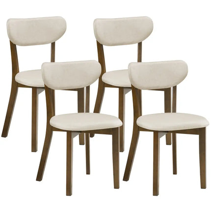 Dining Chairs Set of 4 with Solid Rubber Wood Frame-White - White - Dining Chairs