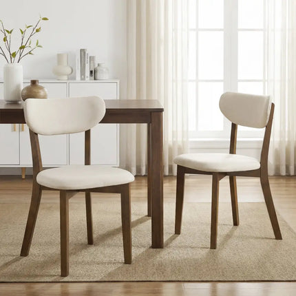 Dining Chairs Set of 4 with Solid Rubber Wood Frame-White - White - Dining Chairs