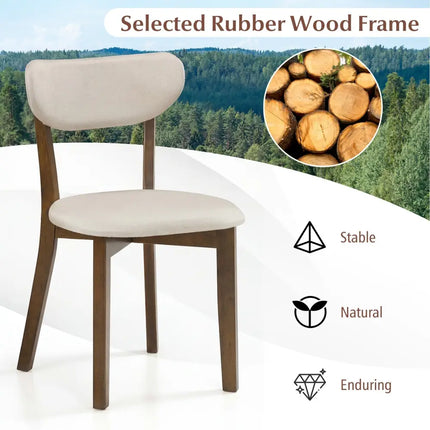 Dining Chairs Set of 4 with Solid Rubber Wood Frame-White - White - Dining Chairs