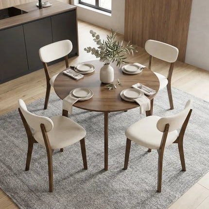 Dining Chairs Set of 4 with Solid Rubber Wood Frame-White - White - Dining Chairs
