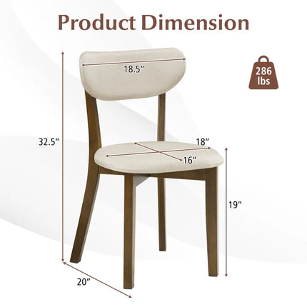 Dining Chairs Set of 4 with Solid Rubber Wood Frame-White - White - Dining Chairs