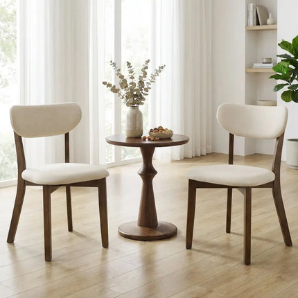 Dining Chairs Set of 4 with Solid Rubber Wood Frame-White - White - Dining Chairs