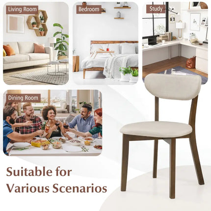 Dining Chairs Set of 4 with Solid Rubber Wood Frame-White - White - Dining Chairs