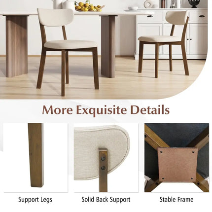 Dining Chairs Set of 4 with Solid Rubber Wood Frame-White - White - Dining Chairs