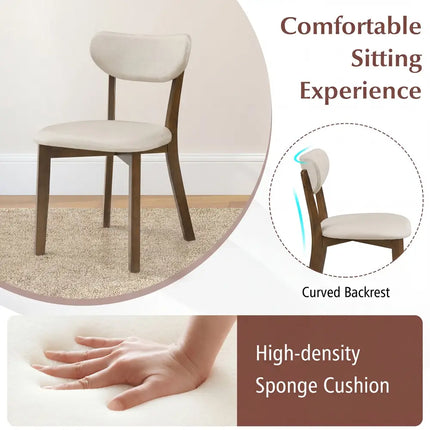 Dining Chairs Set of 4 with Solid Rubber Wood Frame-White - White - Dining Chairs