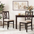 Dining Room Chairs Set of 2 Rubber Wood Dining Chairs with Hollowed Backrest-Brown - Walnut - Dining Chairs
