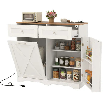 Dining Room Set: Tall Storage Cabinet and Trash Can Cabinet and Wall Mount Storage Organizer - Sideboards Cabinets &