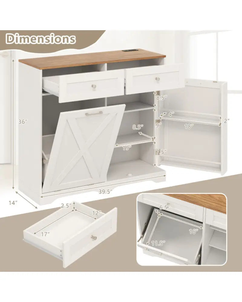 Dining Room Set: Tall Storage Cabinet and Trash Can Cabinet and Wall Mount Storage Organizer - Sideboards Cabinets &