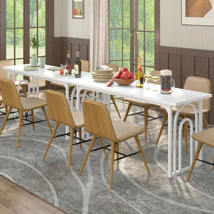 Dining Table for 6-8 People 63 Inch Rectangular Farmhouse Kitchen Table-White - White - Dining Tables