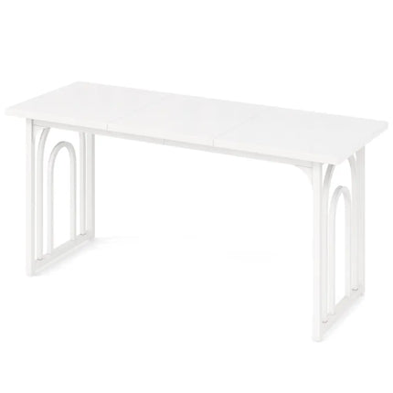 Dining Table for 6-8 People 63 Inch Rectangular Farmhouse Kitchen Table-White - White - Dining Tables