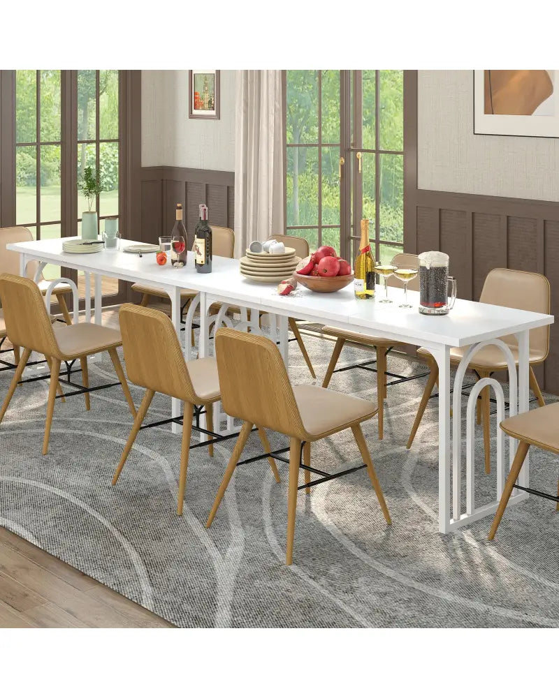 Dining Table for 6-8 People 63 Inch Rectangular Farmhouse Kitchen Table-White - White - Dining Tables