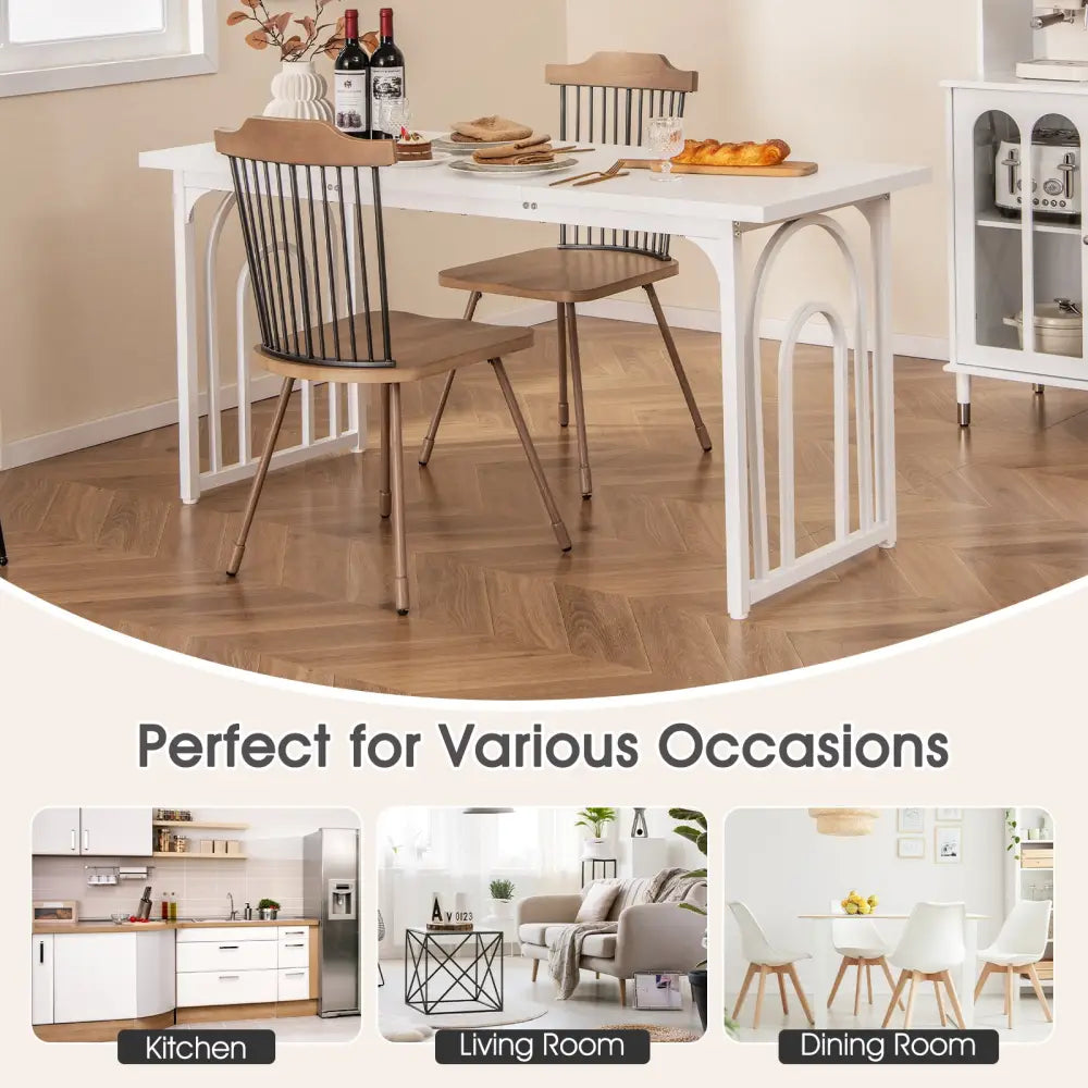 Dining Table for 6-8 People 63 Inch Rectangular Farmhouse Kitchen Table-White - White - Dining Tables