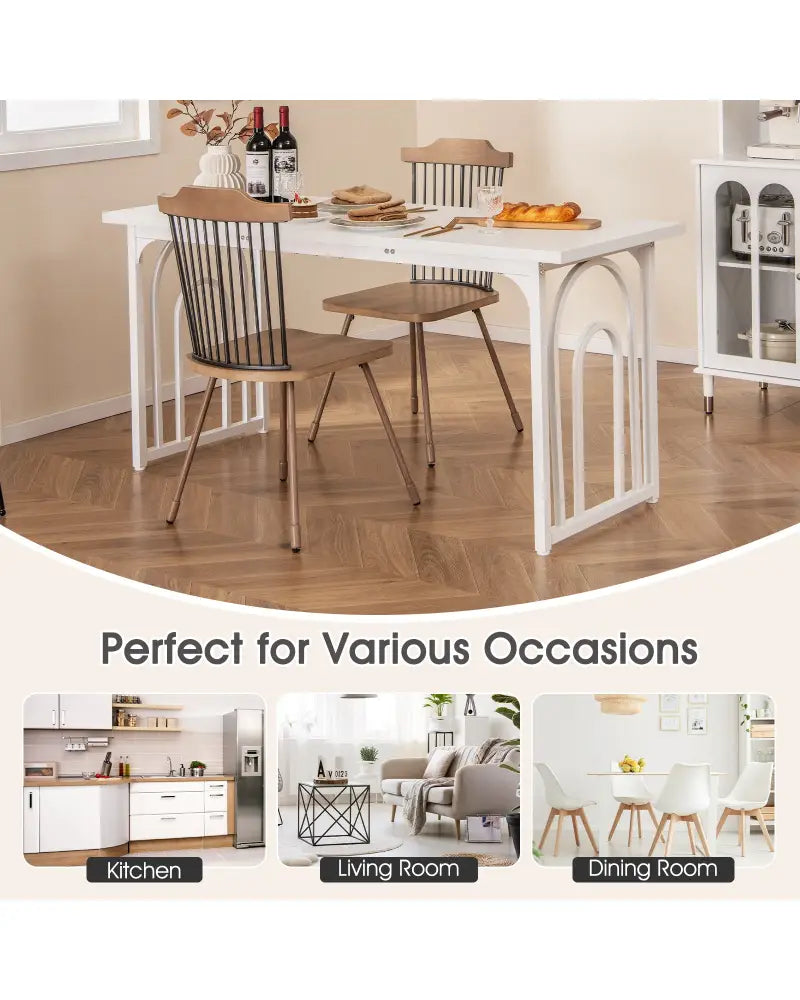 Dining Table for 6-8 People 63 Inch Rectangular Farmhouse Kitchen Table-White - White - Dining Tables