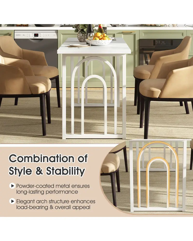 Dining Table for 6-8 People 63 Inch Rectangular Farmhouse Kitchen Table-White - White - Dining Tables