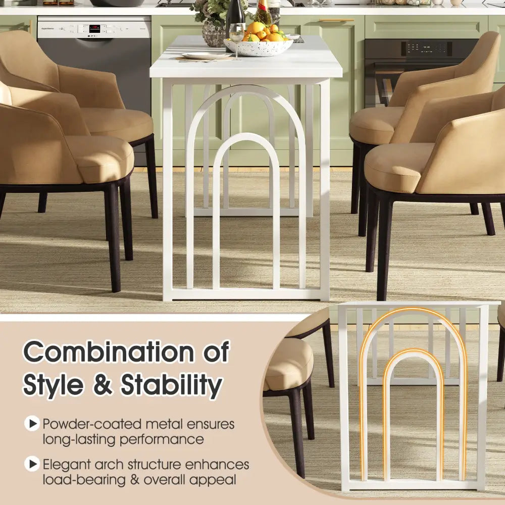 Dining Table for 6-8 People 63 Inch Rectangular Farmhouse Kitchen Table-White - White - Dining Tables
