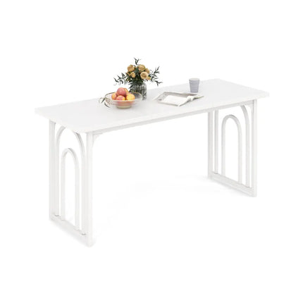 Dining Table for 6-8 People 63 Inch Rectangular Farmhouse Kitchen Table-White - White - Dining Tables