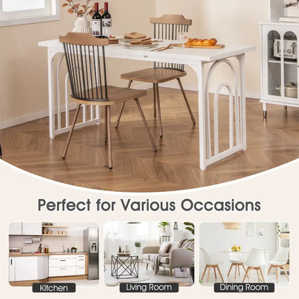 Dining Table for 6-8 People 63 Inch Rectangular Farmhouse Kitchen Table-White - White - Dining Tables