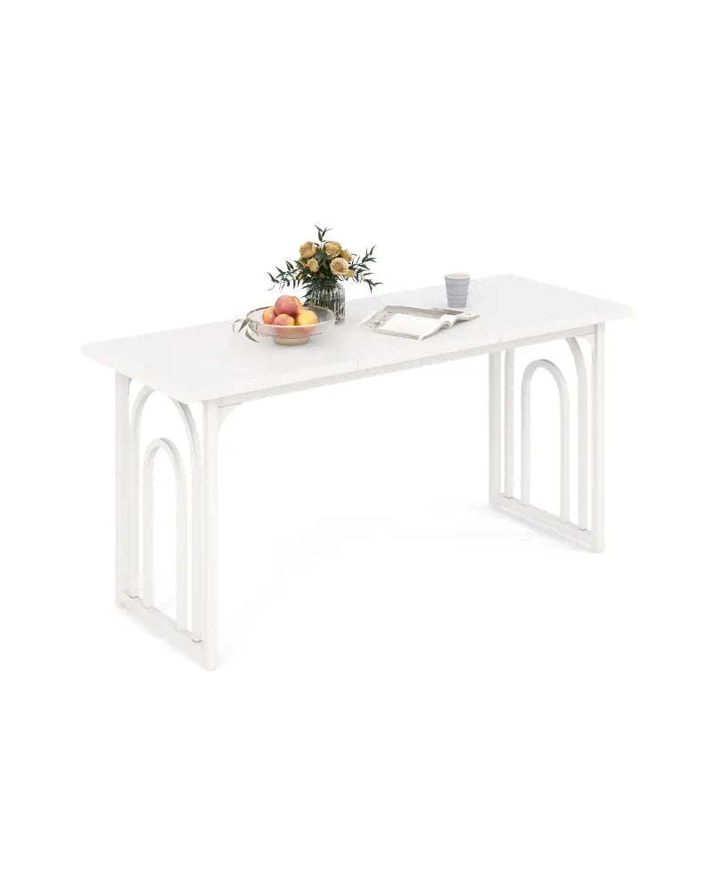 Dining Table for 6-8 People 63 Inch Rectangular Farmhouse Kitchen Table-White - White - Dining Tables