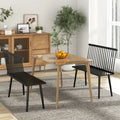 Dining Windsor Bench with Spindle Back and Anti-Slip Foot Pads-Black - Black - Dining Chairs