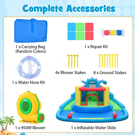 Dinosaur-themed Inflatable Water Slide Park Kids Inflatable Bounce House - Multicolor - Inflatable Water Slides